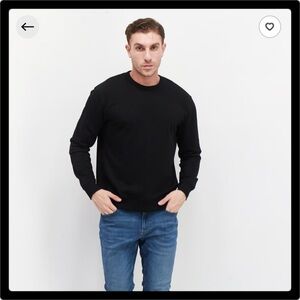 Denim & Flowers Men Crew Neck Plain Long Sleeves Sweatshirt, Black Med